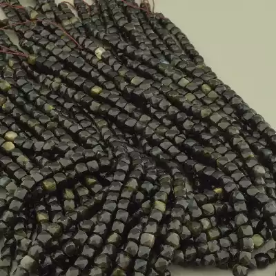 🏷️️ Намистини Обсидіан 39 см. на нитці (натуральне каміння, без застібки) F-104053