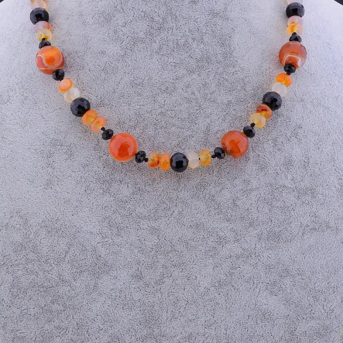 🏷️️ Намисто Сердолік, Чеський кришталь 50 см ss_80088