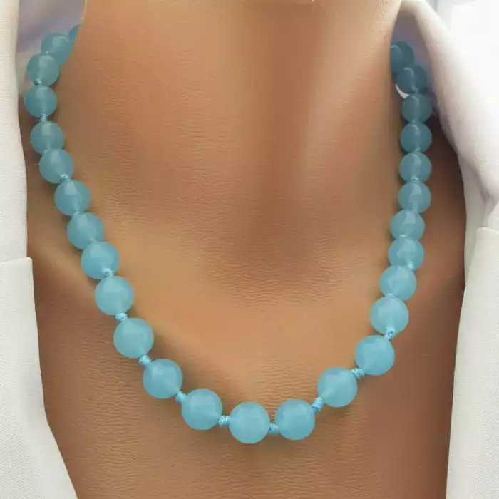 🏷️️ Намиста та браслет Агат (46 см, карабін, бірюзовий, срібний, сталь) ss_105080