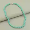 🏷️️ Намисто амазоніт (47 см, карабін, сталь, 8,5 мм, бірюзовий, срібний) F-105186