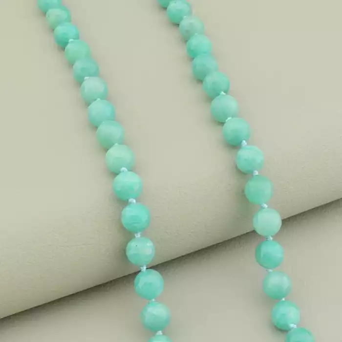 🏷️️ Намисто амазоніт (47 см, карабін, сталь, 8,5 мм, бірюзовий, срібний) ss_105186