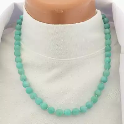 🏷️️ Намисто амазоніт (47 см, карабін, сталь, 8,5 мм, бірюзовий, срібний) F-105186