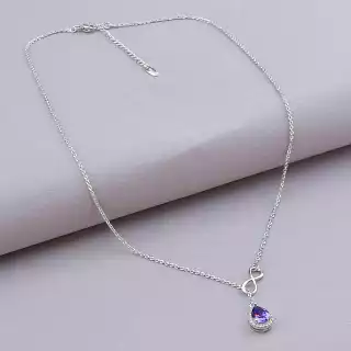 Підвіска нескінченність Xuping Фіаніт фіолетовий 45 см (родій)
