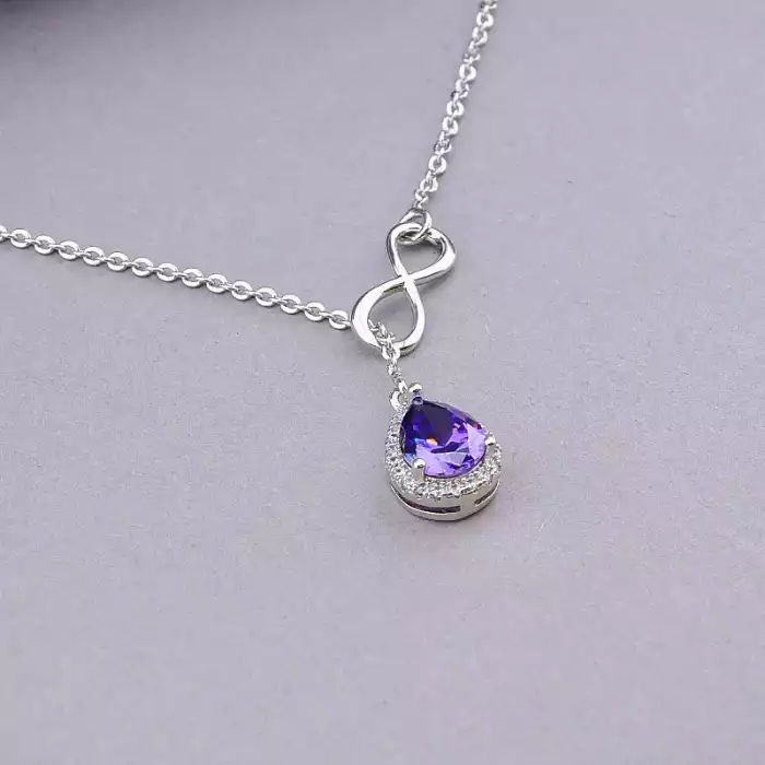 🏷️️ Підвіска нескінченність Xuping Фіаніт фіолетовий 45 см (родій) ss_90794