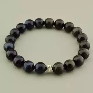 Браслет на резинці Орлинне око, Котяче око 19 см срібло (925)