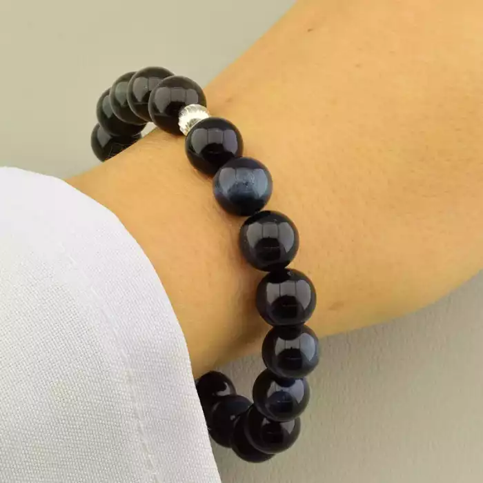 🏷️️ Браслет на резинці Орлинне око, Котяче око 19 см срібло (925) F-105697