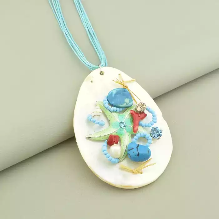 🏷️️ Підвіска Перламутр, Корал, Перли 40 см. ss_99299