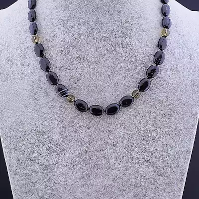 🏷️️ Намисто Агат, Раухтопаз 48 см F-82698