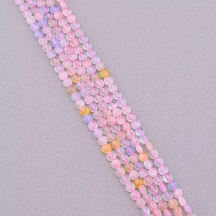 🏷️️ Намистини Морганит 39 см на нитці (натуральне каміння, без застібки) грановані ss_83017