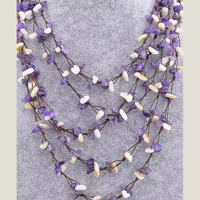 🏷️️ Намисто Аметист, Перламутр 54 см ss_75626