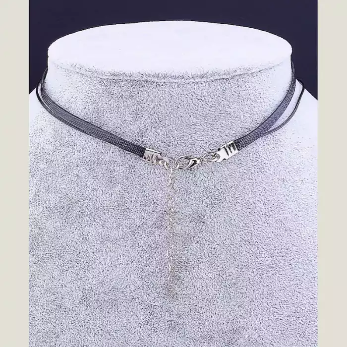 🏷️️ Чокер з кулоном ананас FJ екошкіра 30 см Crystal (застібка карабін) ss_40468