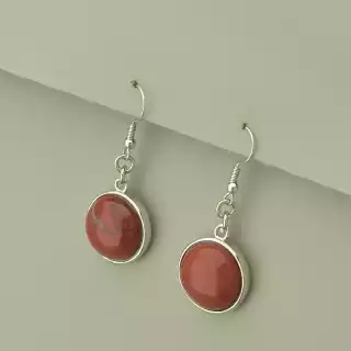 Сережки з підвіскою петля Яшма 43х18