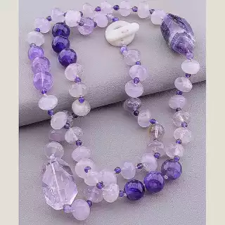 Намисто Аметист, Гірський кришталь 90 см