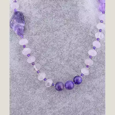 🏷️️ Намисто Аметист, Гірський кришталь 90 см F-56309