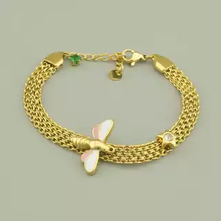 Браслет з карабіном Xuping Фіаніт 17 см. (позолота 14k лимонна)