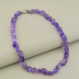 Намисто з аметистом фіолетове, 40 см