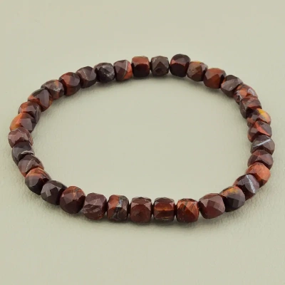 Браслет резинка Бичаче око (17 см, без замку, грань, бордовий)