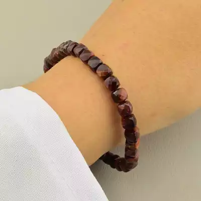 🏷️️ Браслет резинка Бичаче око (17 см, без замку, грань, бордовий) F-104980