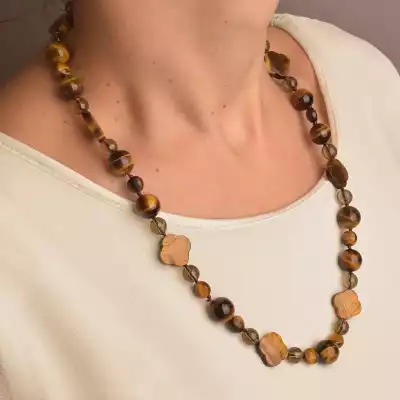 🏷️️ Намисто Тигрове око, Раухтопаз 56 см. (срібло 925 проба) F-91116