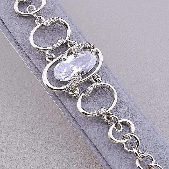 🏷️️ Браслет петля Abella Фіаніт, Сrystal 19 см ss_82155