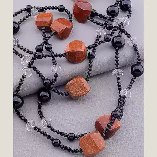 Намисто Авантюрин, Агат, Чеський кришталь 160 см