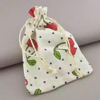 Мішечок з мішковини подарунковий 170х130 мм (червоний, на затяжках)