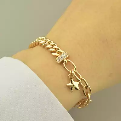 🏷️️ Браслет з карабіном Xuping Фіаніт 18 см. (позолота 18к) F-100769