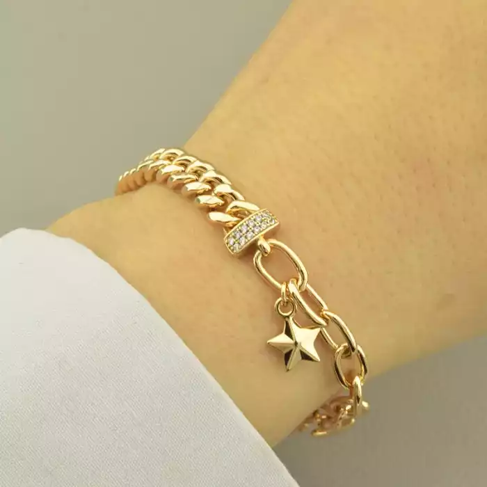 🏷️️ Браслет з карабіном Xuping Фіаніт 18 см. (позолота 18к) ss_100769