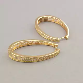 Сережки кільця Pataya Фіаніт (позолота 18к)