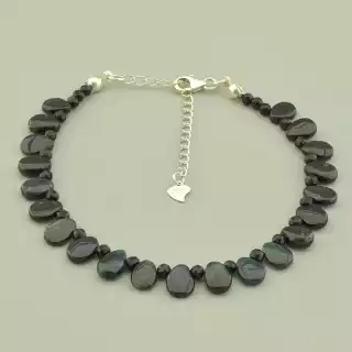 Браслет з карабіном Турмалін (cрібло 925 проба) 19 см.