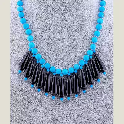 🏷️️ Намисто Агат, Бірюза 45 см F-54434