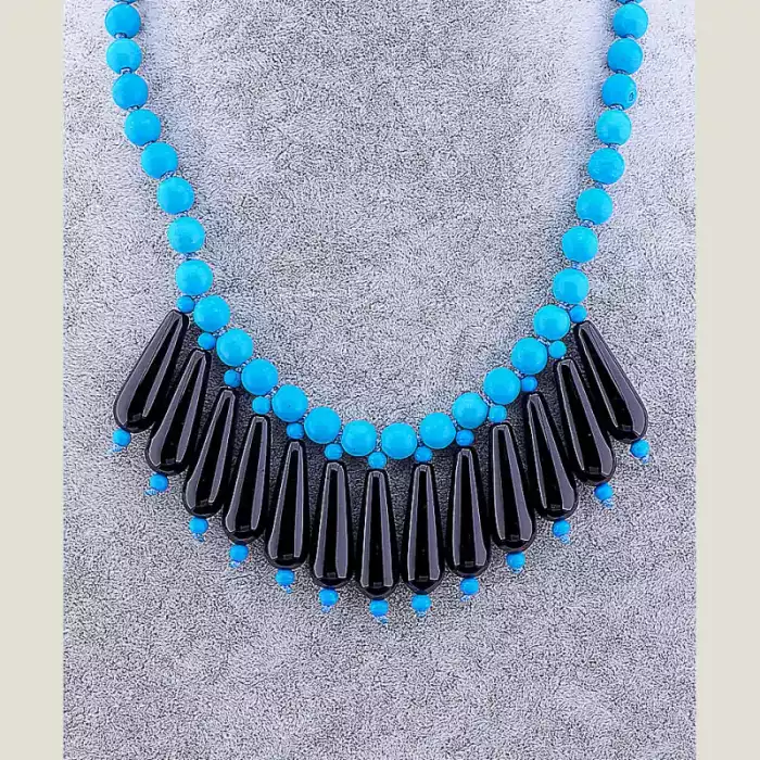 🏷️️ Намисто Агат, Бірюза 45 см ss_54434