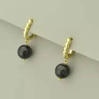 Сережки на англійській застібці Цоізіт (позолота 18к лимонна)