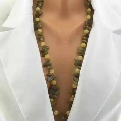 🏷️️ Намисто Лабрадор, Цитрін 76 см. F-102483