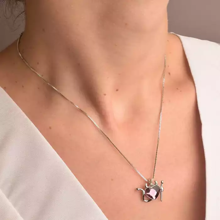 🏷️️ Підвіска серце Xuping Swarovski 40 см (родій) ss_87413