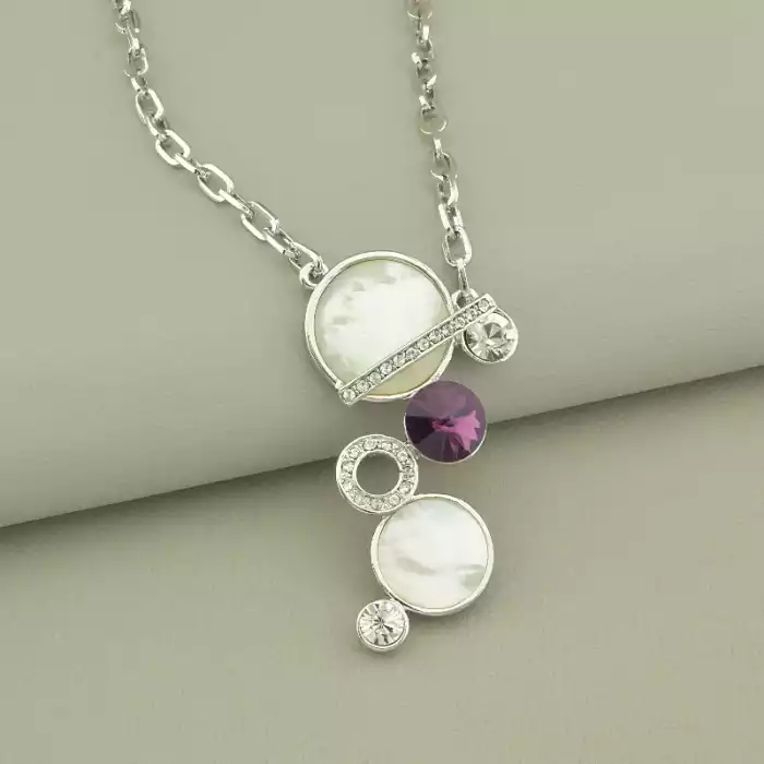 🏷️️ Підвіска Abella Фіаніт, Перламутр 40 см (родій) ss_102803