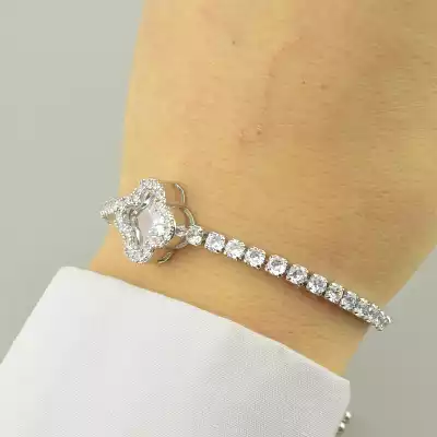 🏷️️ Браслет регульований Saiya Фіаніт 17 см. (родій) F-96427