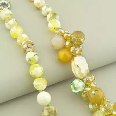 🏷️️ Намисто Агат, Чеський кришталь 50 см. F-103947