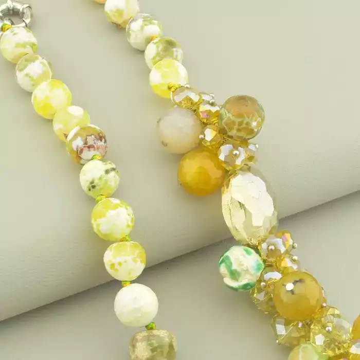 🏷️️ Намисто Агат, Чеський кришталь 50 см. ss_103947