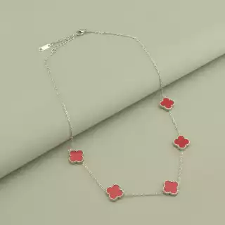 Підвіска Stainless Steel Ван Кліф Емаль 40 см (родій)