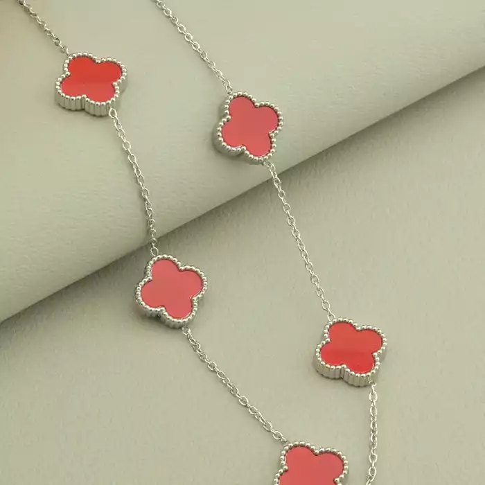 🏷️️ Підвіска Stainless Steel Ван Кліф Емаль 40 см (родій) ss_104271