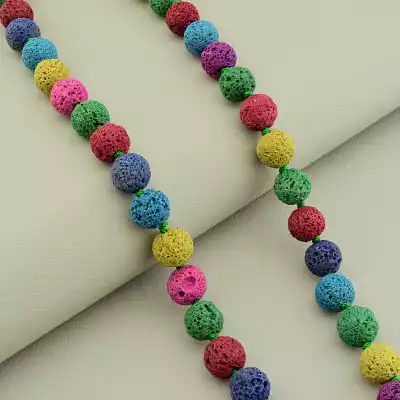 🏷️️ Намисто з лавою різнокольорове, 46 см F-104581