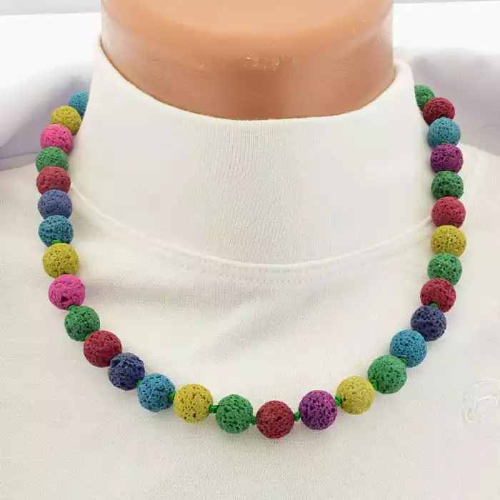 🏷️️ Намисто з лавою різнокольорове, 46 см ss_104581