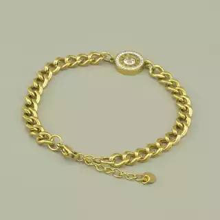 Браслет з карабіном Xuping Фіаніт 18 см. (позолота 18к лимонна)