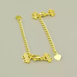 Замочок фіаніт (25х10 мм, позолота 18к, мідний сплав, кришталевий, жовтий)