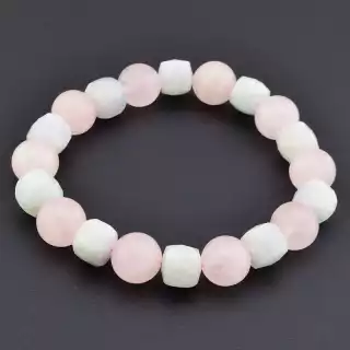 Браслет на резинці Рожевий кварц, Морганіт 18 см