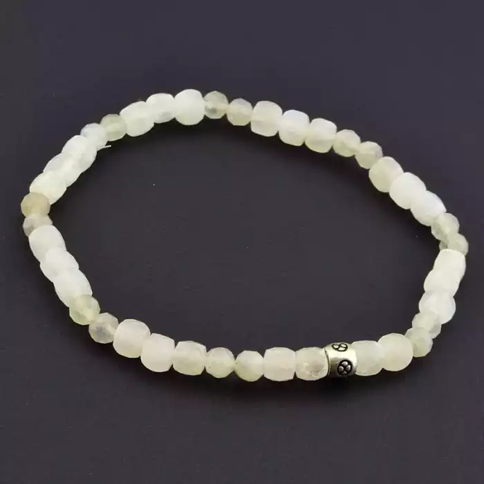 🏷️️ Браслет на резинці Місячний камінь, Лабрадор 17 см срібло (925) F-105799