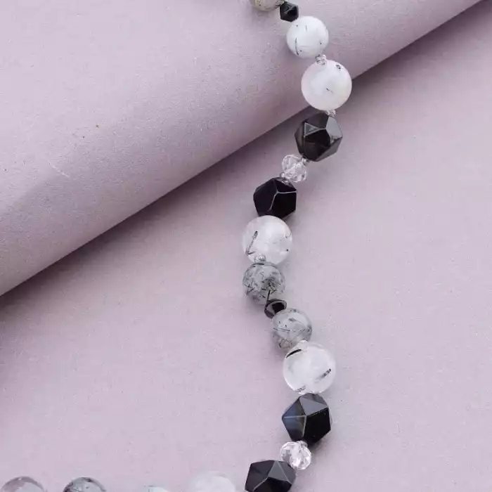 🏷️️ Намисто Волосатик, Агат, Чеський кришталь 46 см. ss_91017