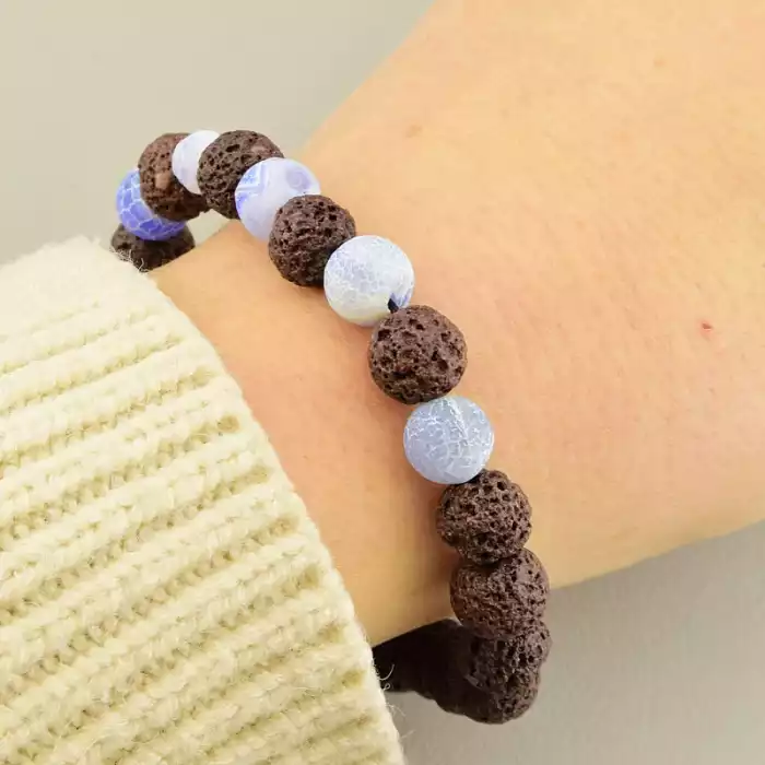 🏷️️ Браслет на резинці Лава, Агат 17 см ss_105999