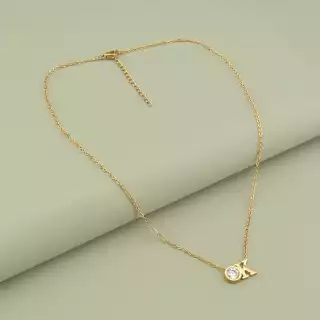 Підвіска Stainless Steel Фіаніт 42 см (позолота 18к) Медична сталь